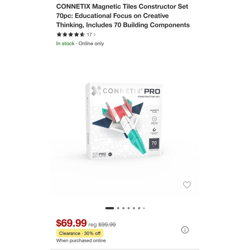Connetix Pro Constructor Set Kids 70pc Multicolor NWT Magnetic Building Tiles